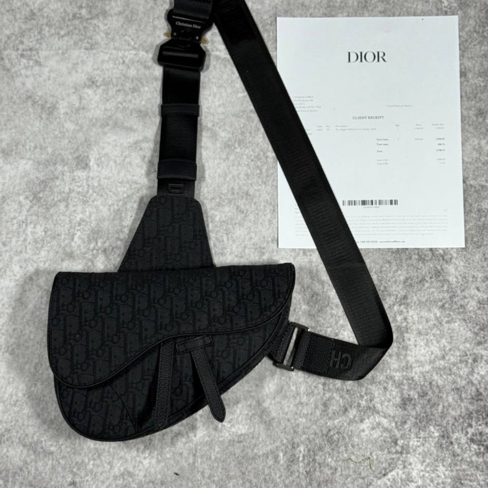 Dior Black Monogram Saddle Bag